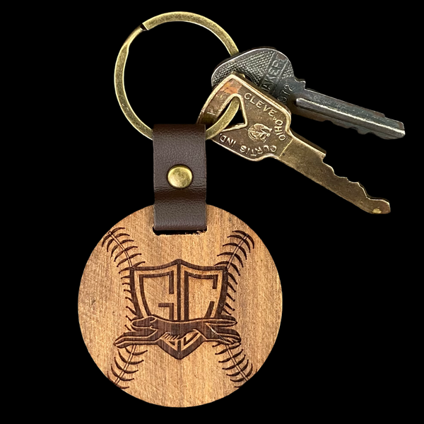 Round Grove City Baseball Keychain