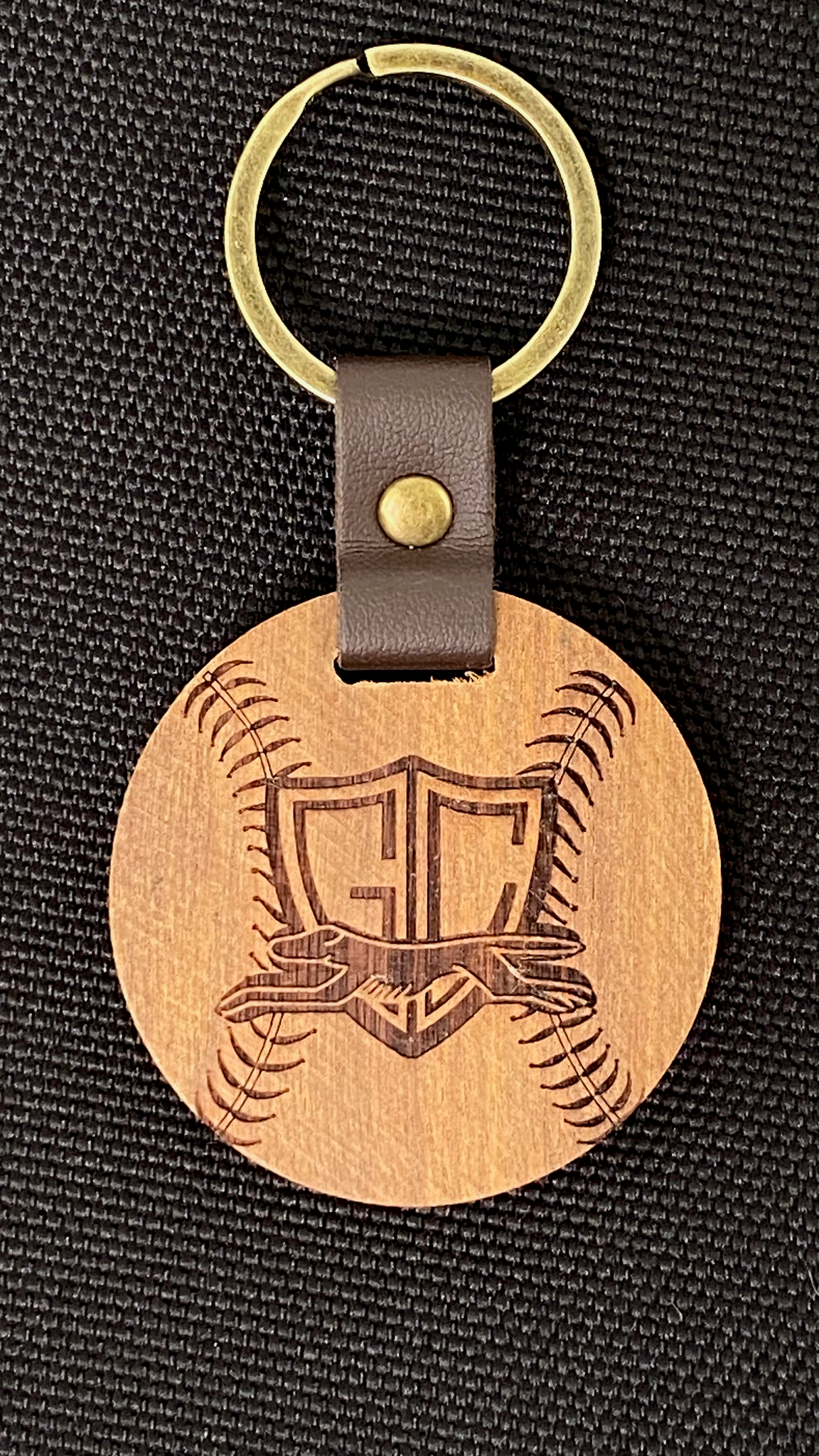 Round Grove City Baseball Keychain