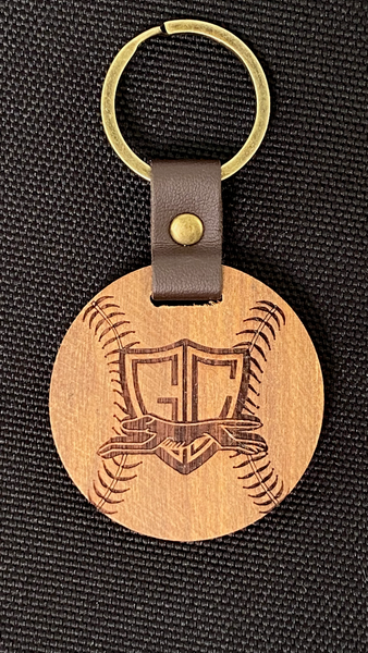 Round Grove City Baseball Keychain