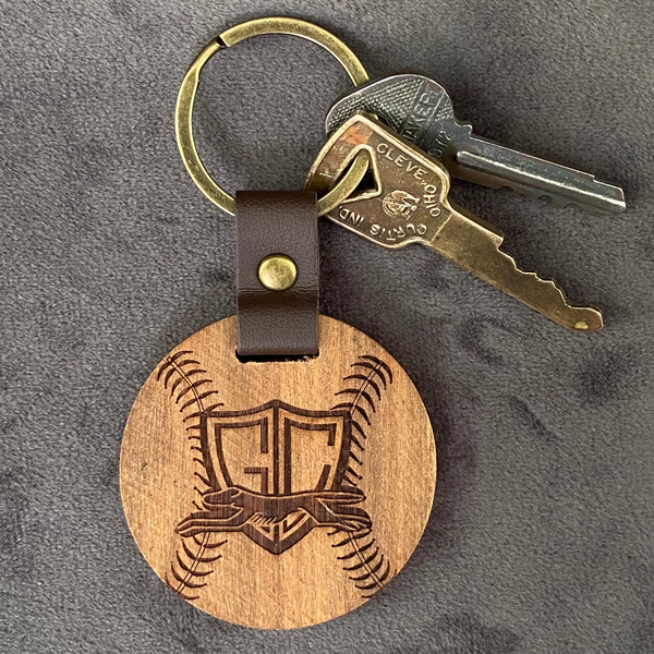 Round Grove City Baseball Keychain