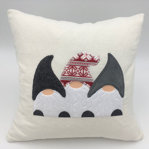 Winter Gnomes Embroidered Appliquéd 14" X 18" pillow Hidden Zipper Free Shipping