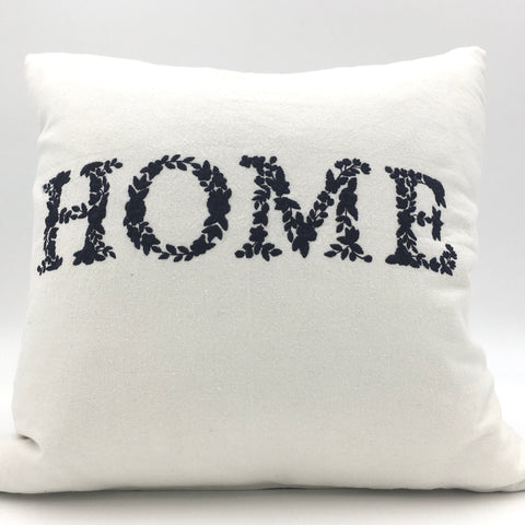 HOME Embroidered 16" x 16" Throw Pillow with Hidden Zipper and Free Shipping